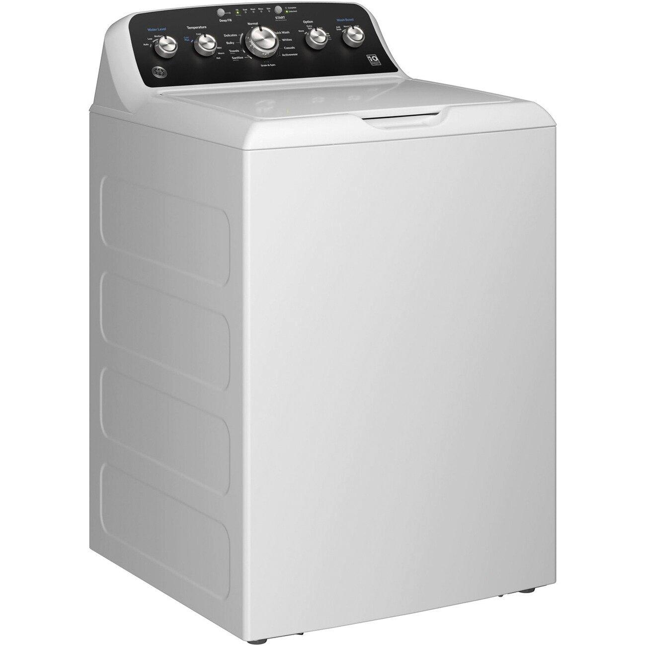 27 in. 4.5 cu. ft. Top Load Washer with Stainless Steel Base in Matte Black/White 
