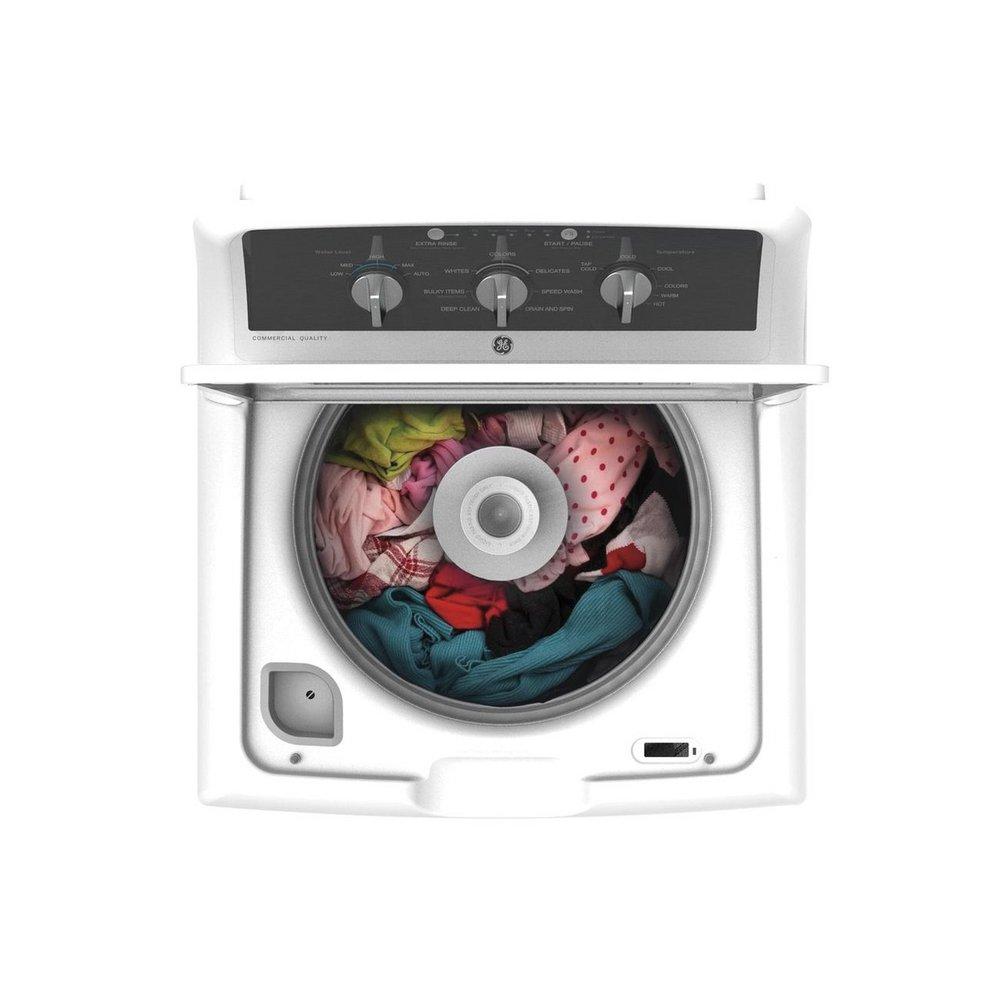 27 in. 4.3 cu. ft. Top Load Washer with Agitator in Black Stainless/White 
