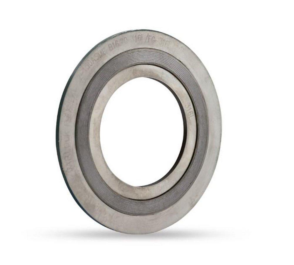 FLEXSEAL&reg; RWI Spiral Wound Gasket for 4 in. ASME B16.5 Class 150 Flange, 316L Stainless Steel Winding, Flexible Graphite Filler, Carbon Steel Outer Ring, 316L Stainless Steel Inner Ring, Import 