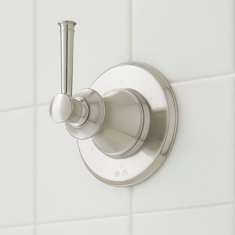 Signature Hardware Brushed Nickel Thermostatic Shower System with Rain Shower Head, Hand Shower, Hose, Valve Trim and Diverter - Valve Included 