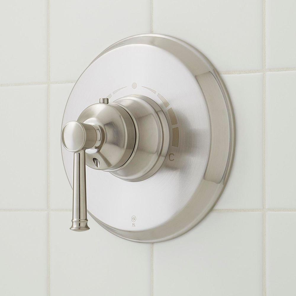 Signature Hardware Brushed Nickel Thermostatic Shower System with Rain Shower Head, Hand Shower, Hose, Valve Trim and Diverter - Valve Included 