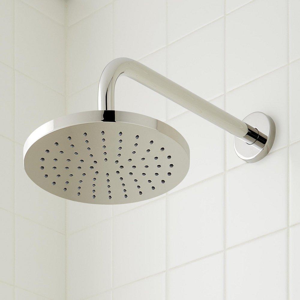 Thermostatic Shower System in Polished Nickel with Rain Shower Head, Hand Shower, Hose, Valve Trim and Diverter - Valve Included 