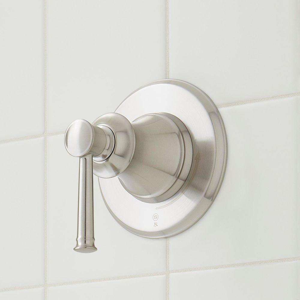 Signature Hardware Brushed Nickel Thermostatic Shower System with Rain Shower Head, Slide Bar, Hand Shower, Hose, Valve Trim and Diverter - Valve Included 