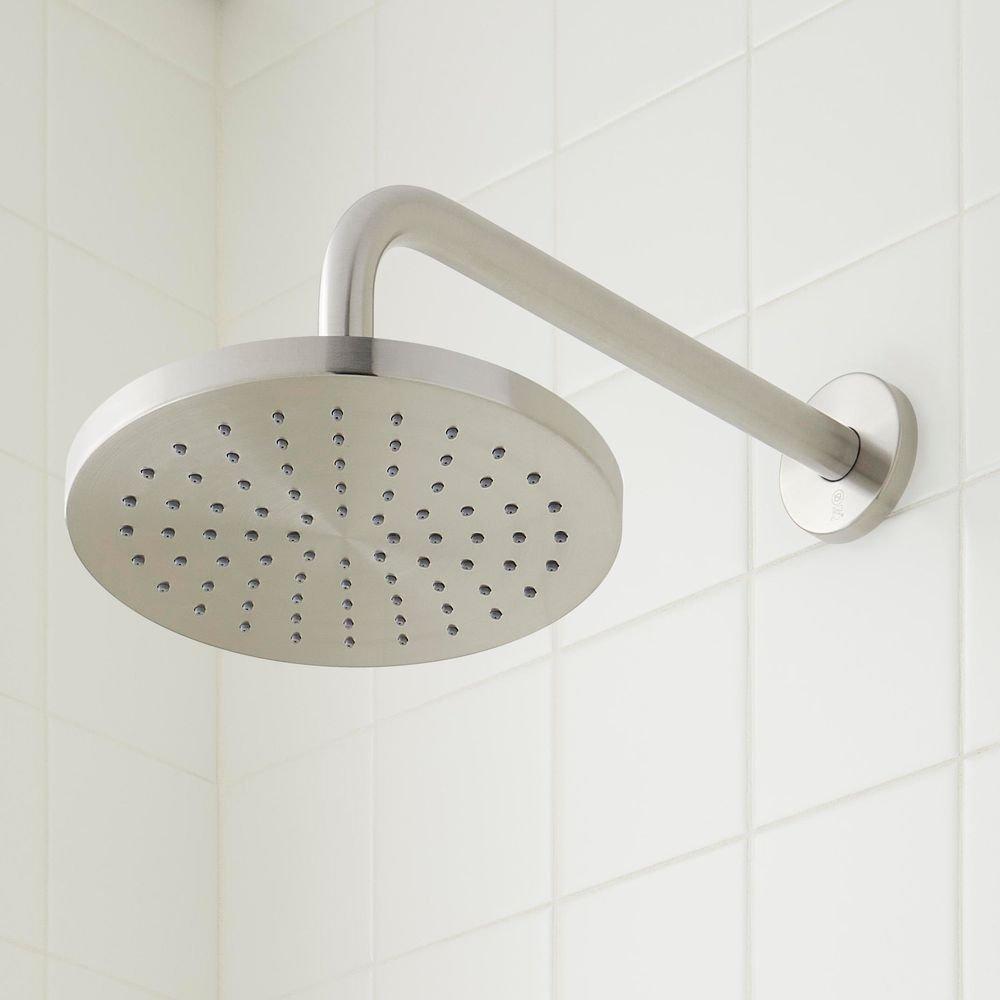 Signature Hardware Brushed Nickel Thermostatic Shower System with Rain Shower Head, Slide Bar, Hand Shower, Hose, Valve Trim and Diverter - Valve Included 