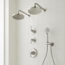 Thermostatic Shower System in Brushed Nickel with Rain Dual Shower Heads, Hand Shower, Hose, Valve Trim and Diverter - Valve Included