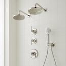 Thermostatic Shower System in Polished Nickel with Rain Dual Shower Heads, Hand Shower, Hose, Valve Trim and Diverter - Valve Included