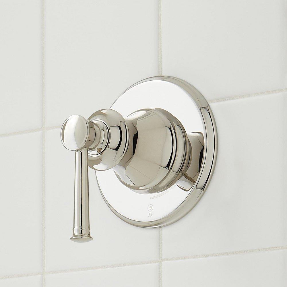 Thermostatic Shower System in Polished Nickel with Rain Dual Shower Heads, Hand Shower, Hose, Valve Trim and Diverter - Valve Included 