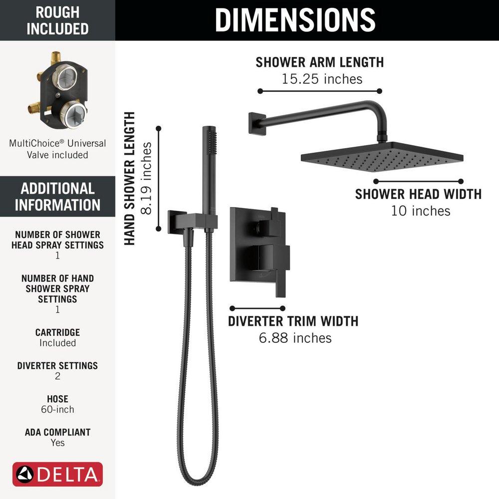 Delta Faucet Matte Black One Handle Single Function Shower System 