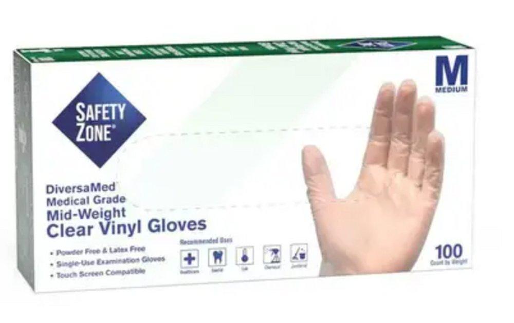 Latex-Free Premium Clear Disposable Gloves, M (Box of 100) 