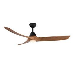 60in. Indoor 3-Blade Matte Black and Natural Wood Ceiling Fan