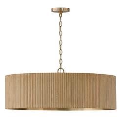 4-Light Chandelier in White Wash and Matte Brass