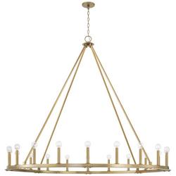 20-Light 60 in. Wide Taper Candle Style Chandelier in Aged Brass