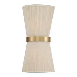 120W 2?Light 16in. Wall Sconce in Bleached Natural Rope & Patinaed Brass
