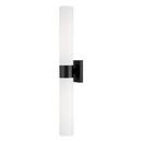 2-Light 5in. Wide Bath Bar with Soft White Glass Shades in Matte Black
