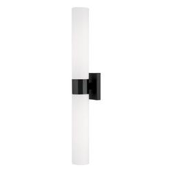 2-Light 5in. Wide Bath Bar with Soft White Glass Shades in Matte Black