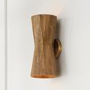 2?Light Wall Sconce, Light Wood & Patinaed Brass 