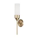 20in. Tall Bathroom Sconce with Soft White Glass Shade in Matte Brass