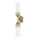 2-Light 5in. Wide Bath Bar with Soft White Glass Shades Matte Brass