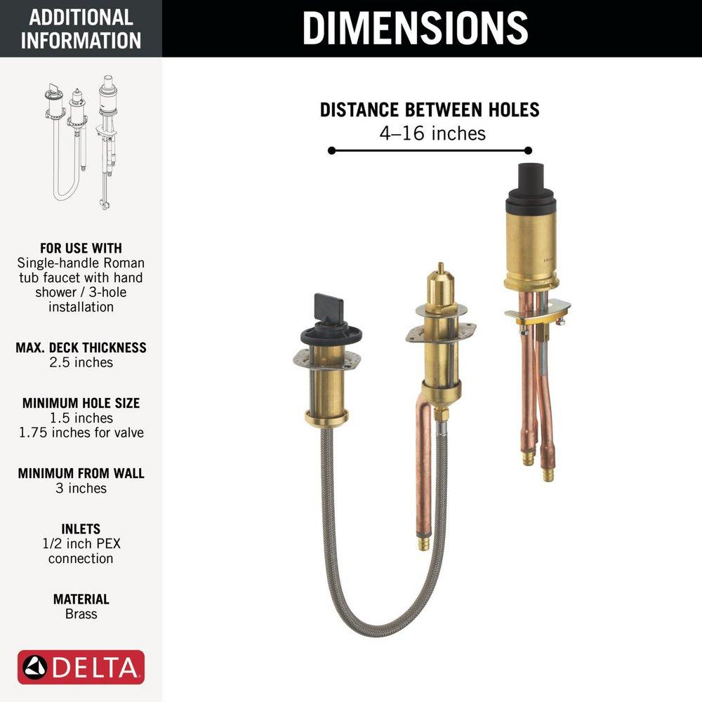 3 Hole Roman Tub with Hand Shower Rough-In Kit 