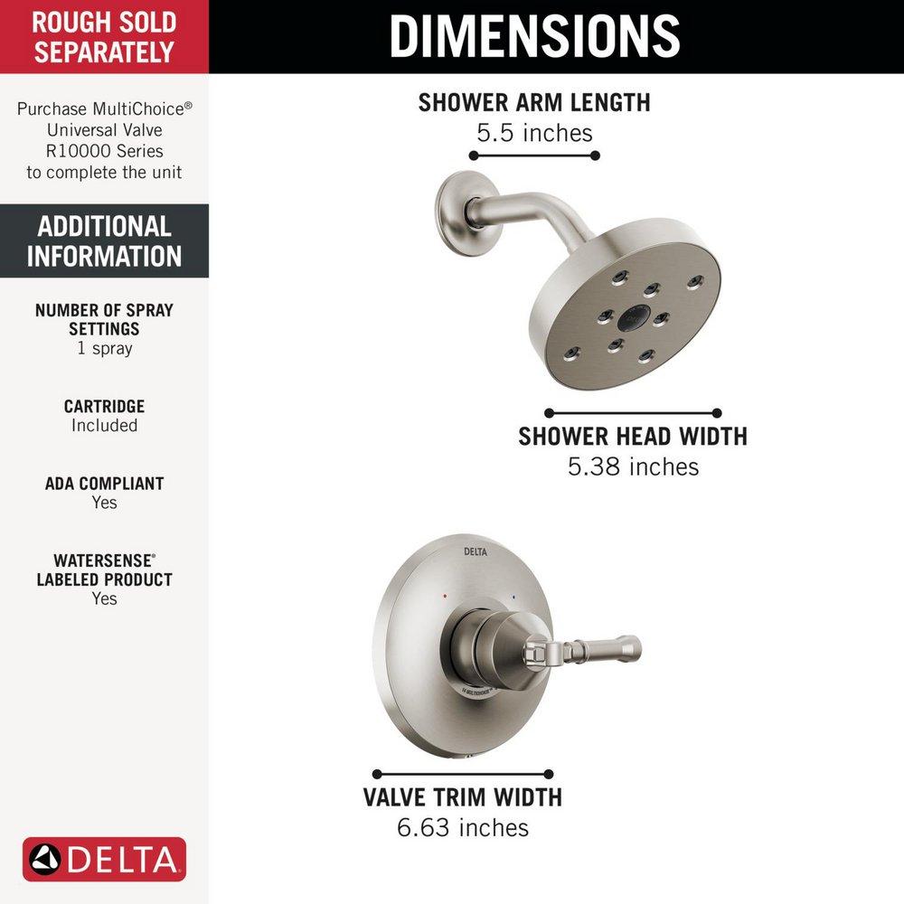 Delta Faucet Lumicoat Stainless One Handle Single Function Shower Faucet (Trim Only) 