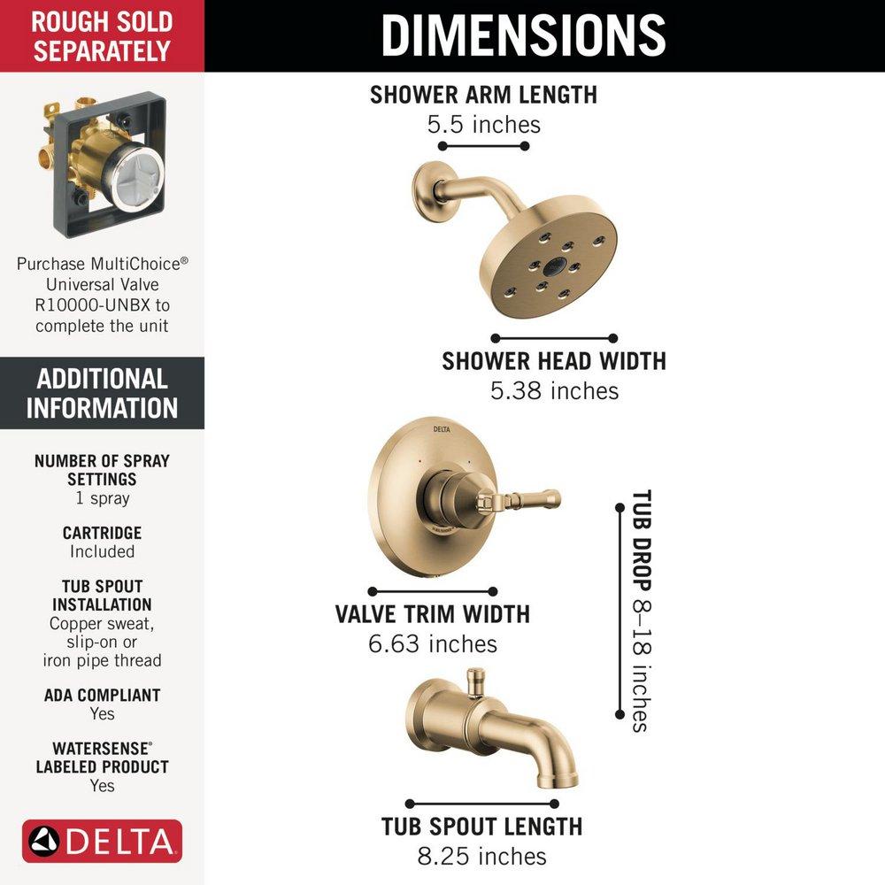 Delta Faucet Lumicoat&reg; Champagne Bronze One Handle Single Function Bathtub & Shower Faucet (Trim Only) 