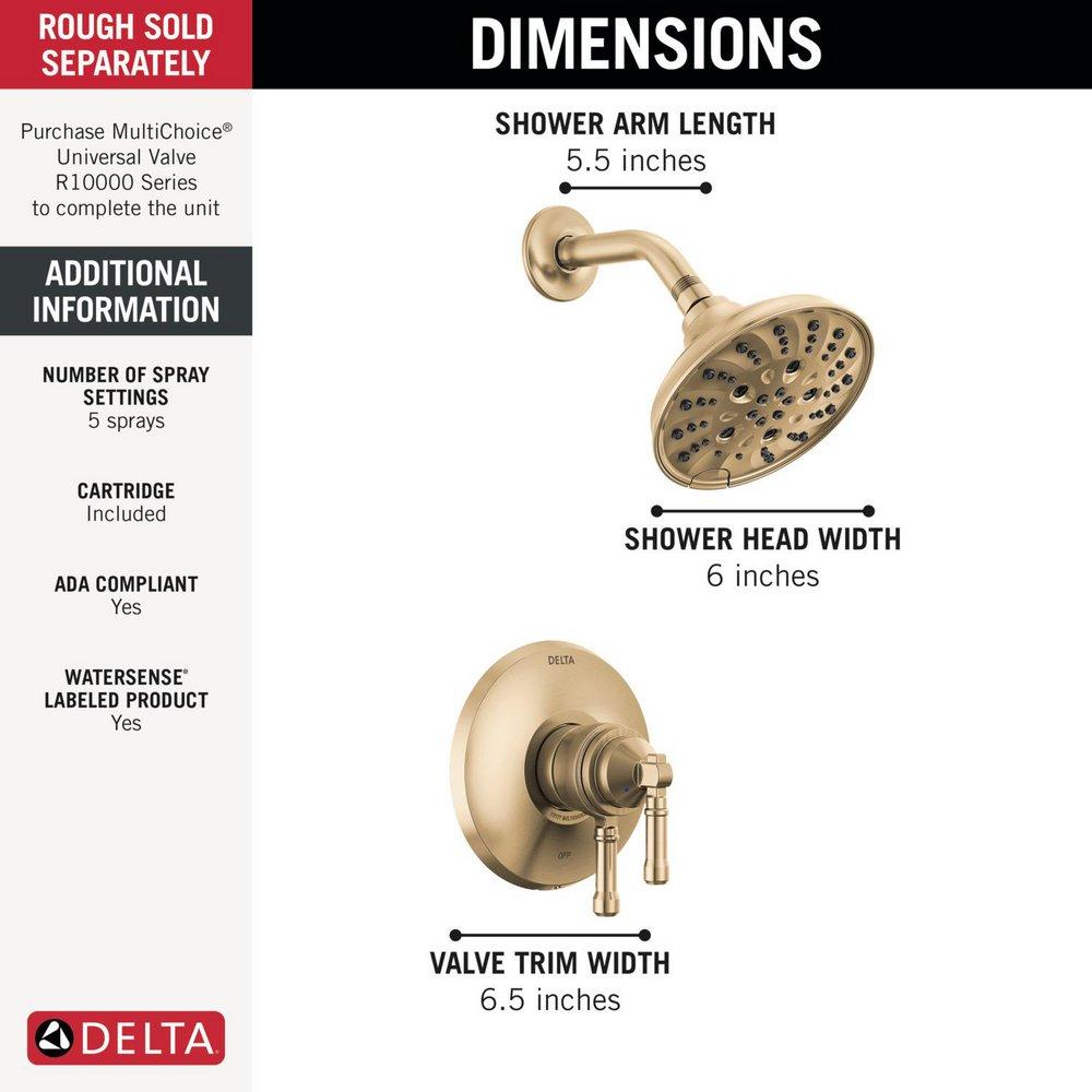 Delta Faucet Champagne Bronze Single Handle Multi Function Shower Faucet (Trim Only) 
