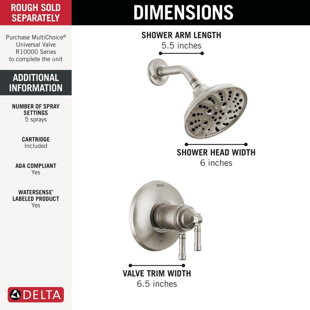 Delta Faucet Lumicoat Stainless Two Handle Multi Function Shower Faucet (Trim Only) 