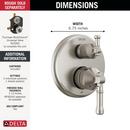 Delta Faucet Lumicoat Stainless Two Handle Pressure Balancing Valve Trim with Integrated Diverter 