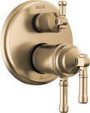 Three Handle Thermostatic Valve Trim with Integrated Diverter in Lumicoat® Champagne Bronze