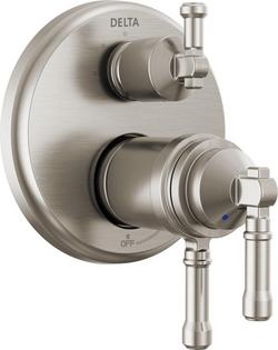 Three Handle Thermostatic Valve Trim with Integrated Diverter in Lumicoat&reg; Stainless