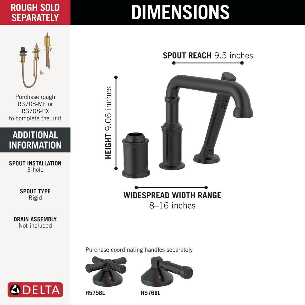 Delta Faucet Matte Black Roman Tub Faucet with Handshower 