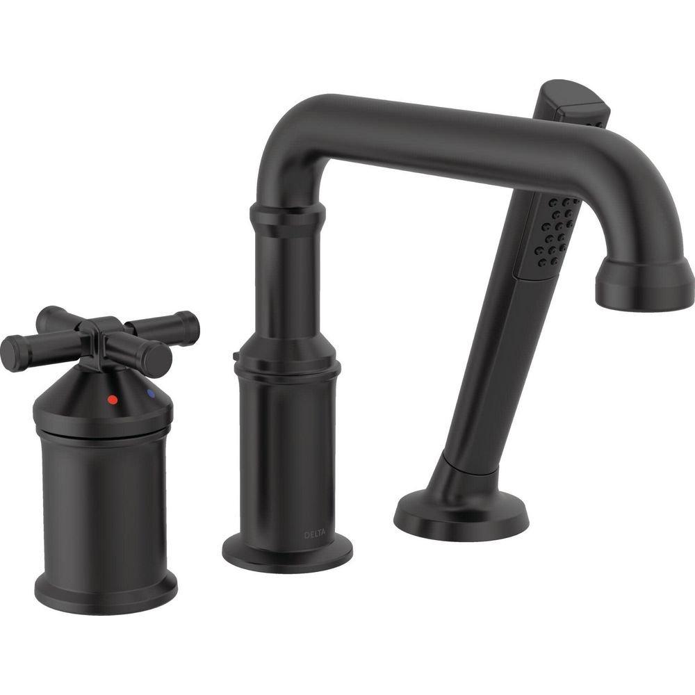 Delta Faucet Matte Black Roman Tub Faucet with Handshower 