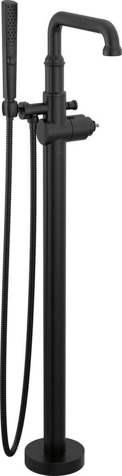 Floor Mount Filler with Hand Shower in Matte Black (Handle Sold Separately) (Trim Only)