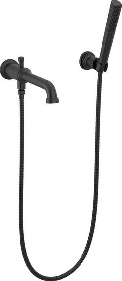 Wall Mount Tub Filler in Matte Black (Handles Sold Separately)