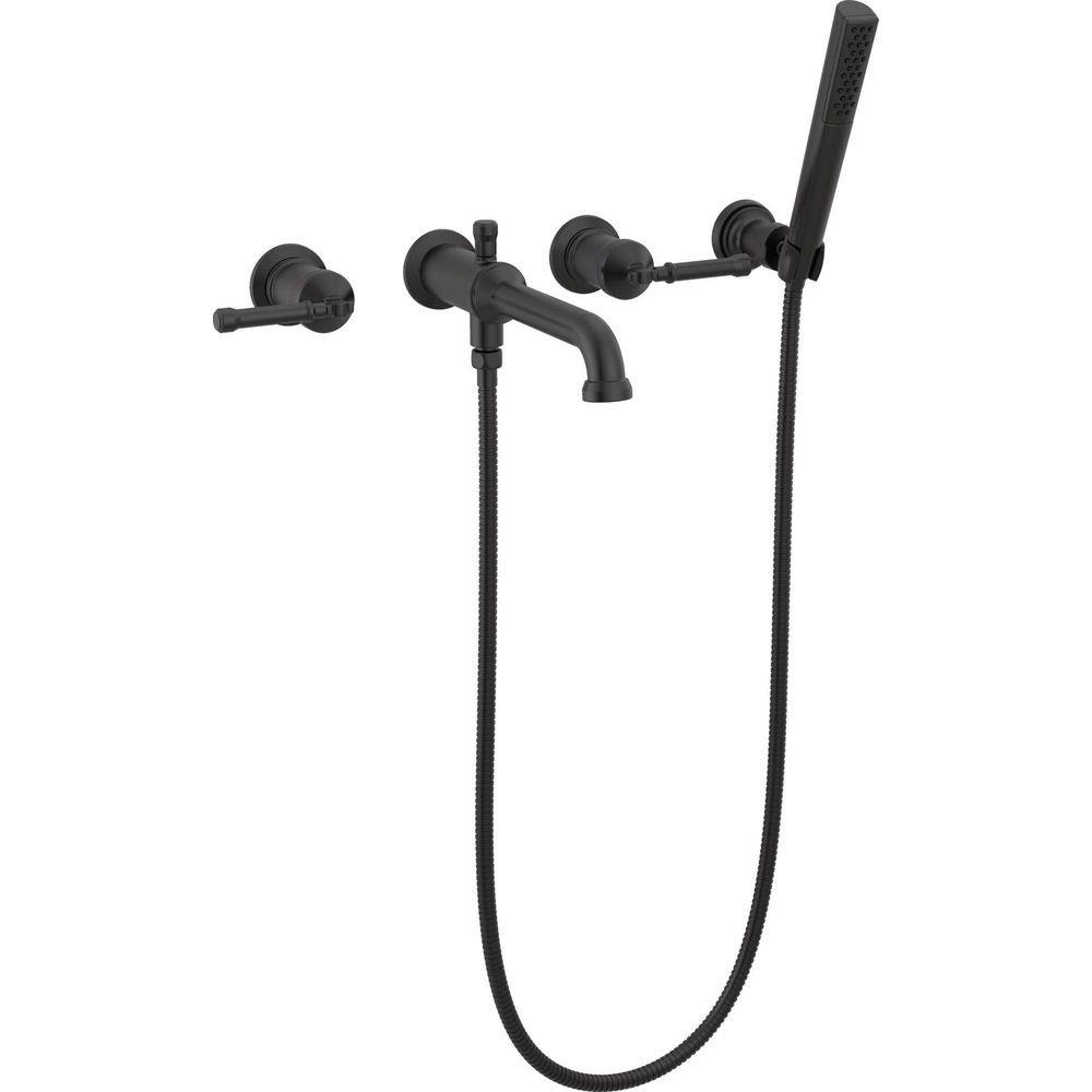 Delta Faucet Matte Black Wall Mount Tub Filler Trim Only 