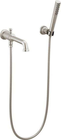Wall Mount Tub Filler in Stainless (Handles Sold Separately)