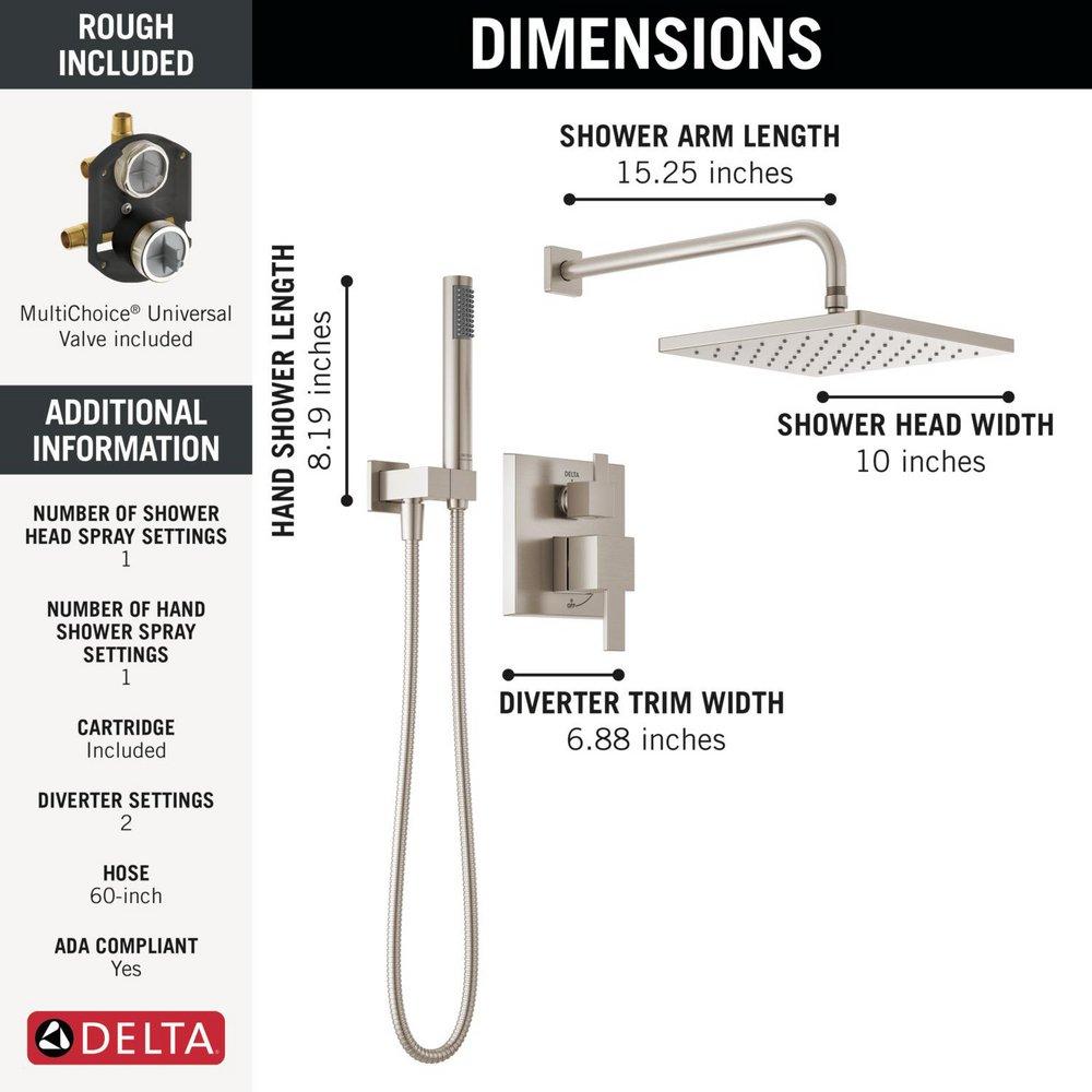 Delta Faucet SpotShield Brushed Nickel One Handle Single Function Shower System 