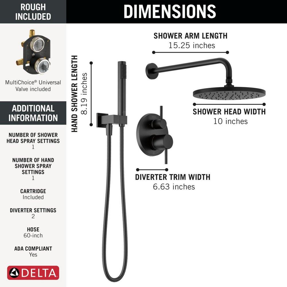 Delta Faucet Matte Black Two Handle Single Function Shower System 