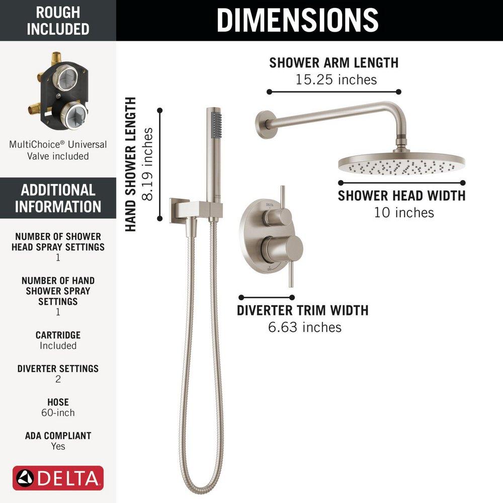 Delta Faucet SpotShield Brushed Nickel Two Handle Single Function Shower System 