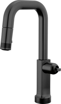 Single Handle Pull Down Bar Faucet in Matte Black (Handle Sold Separately)