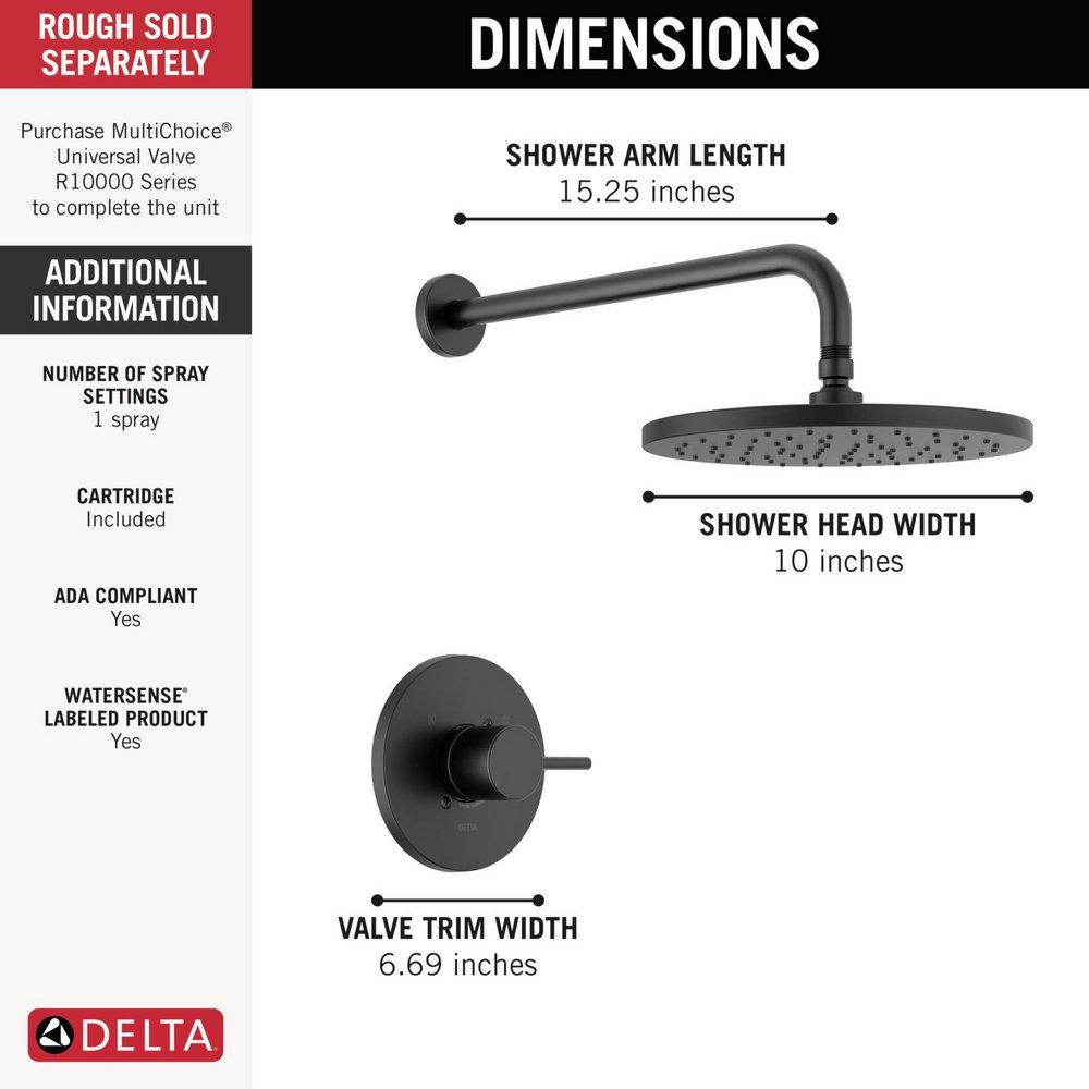 Delta Faucet Matte Black One Handle Single Function Shower Faucet (Trim Only) 