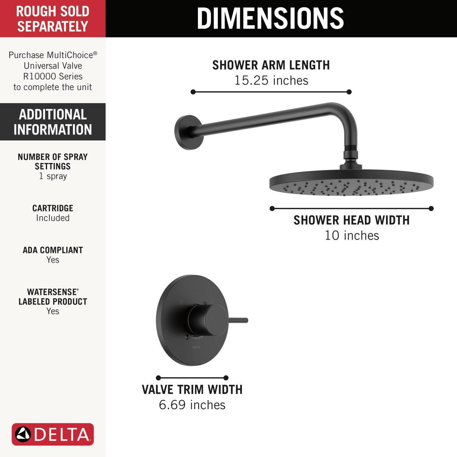Delta Faucet Matte Black One Handle Single Function Shower Faucet (Trim Only) 