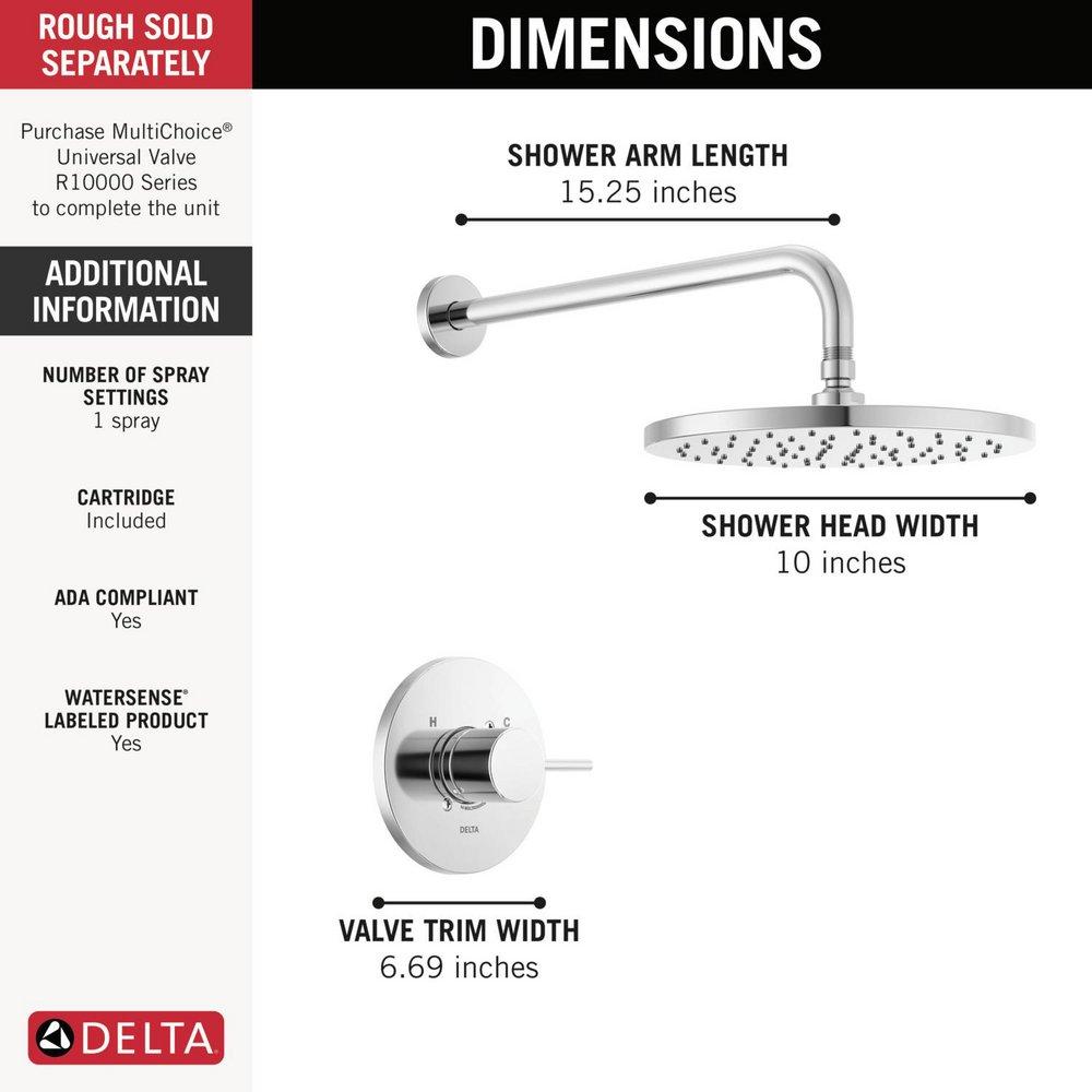 Delta Faucet Chrome One Handle Single Function Shower Faucet (Trim Only) 