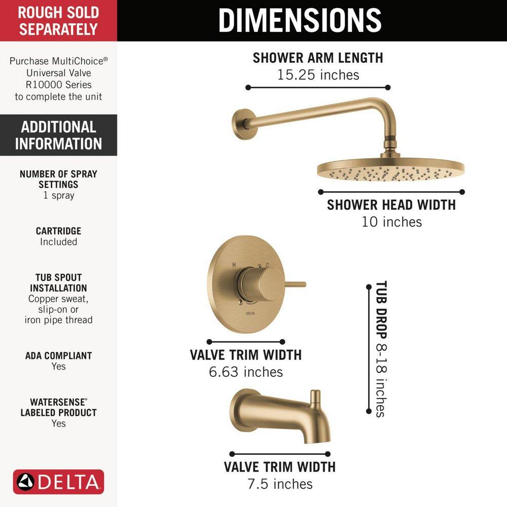 Delta Faucet Brilliance Champagne Bronze One Handle Single Function Bathtub & Shower Faucet (Trim Only) 