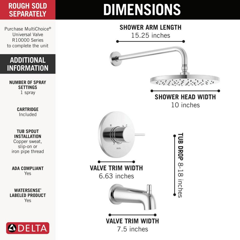 Delta Faucet Chrome One Handle Single Function Bathtub & Shower Faucet (Trim Only) 