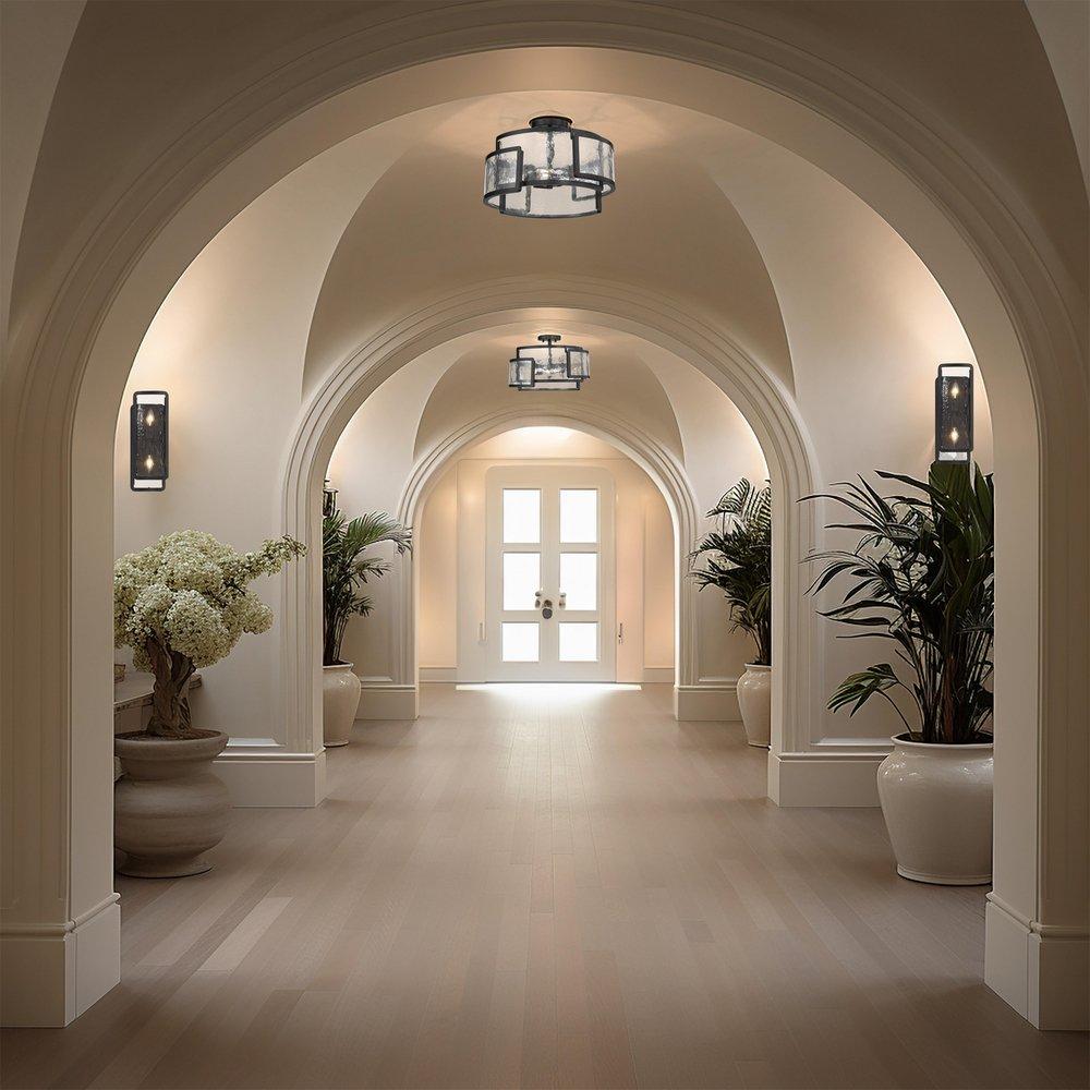Semi-Flush Mount Ceiling Light Fixture in Sand Coal 