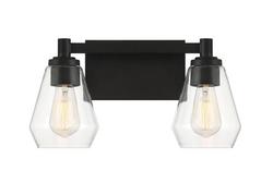2-Light 16in. Wide Vanity Light with Clear Glass Shades in Coal