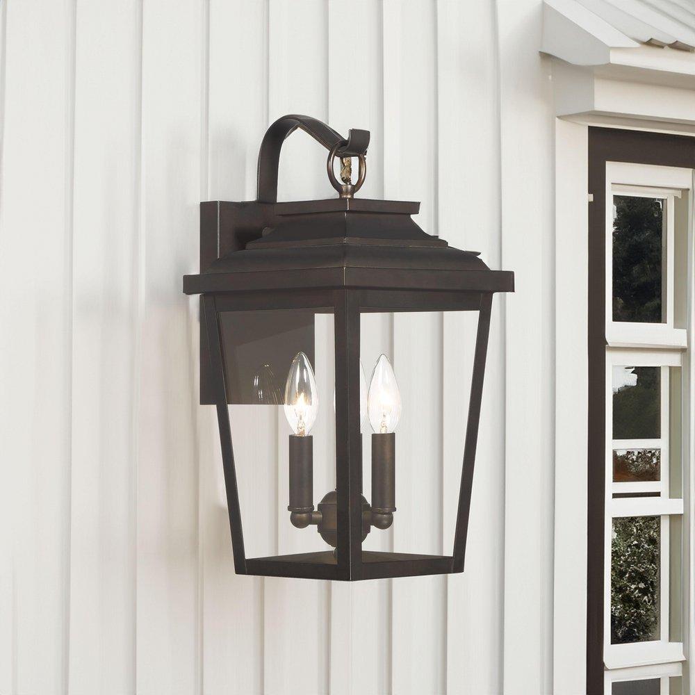 3-Light Outdoor Wall Sconce in Chelsea Bronze 