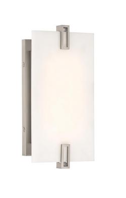 12in. Tall LED Wall Sconce with Faux Alabaster Shade in Brushed Nickel