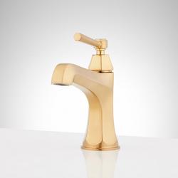 Single Handle Monoblock Bathroom Sink Faucet in Brushed Gold